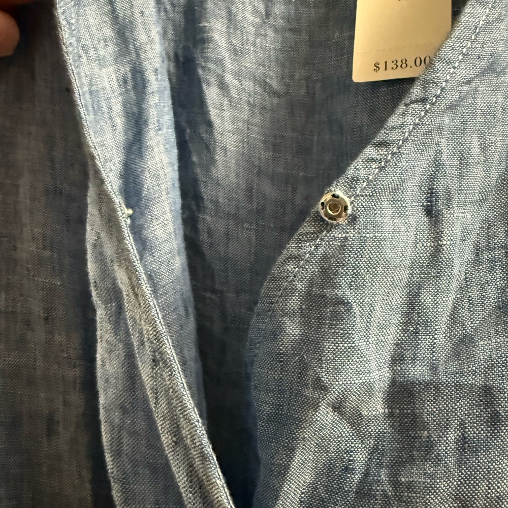 🆕 Sanctuary X Anthropologie Montana Linen Tie Front Short Romper Size Medium - Picture 9 of 13
